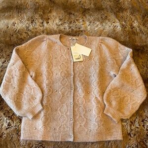 Sezane Nattie Cardigan Light Beige - Size XL
